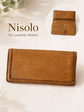Nisolo Tan Woven Leather Snap Wallet Zip Coin Pocket